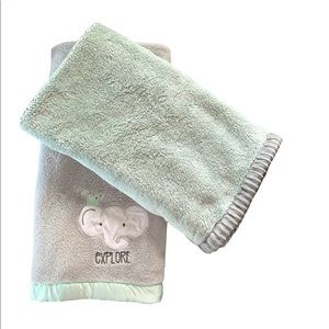 Grey and Mint baby Elephant Blanket Set (2)